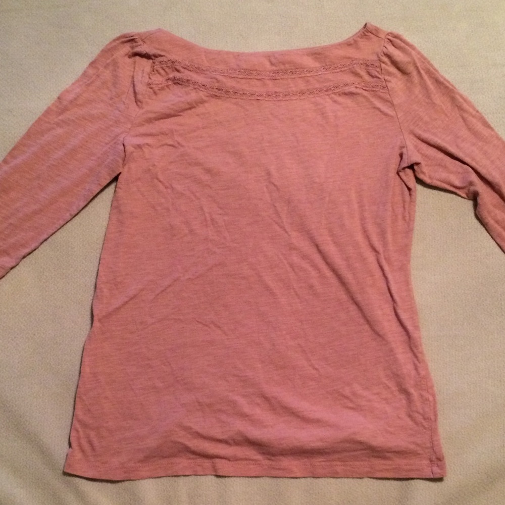 Pink/blush LOFT 3/4 sleeve cotton shirt